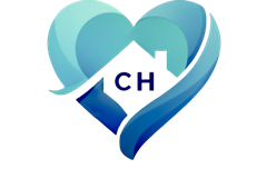 CareHearths logo — a teal and blue heart with a house and the letters C H